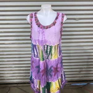 Tropical dress one size palm trees at hem